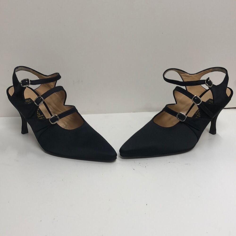 Ombeline Made in Italy Black Satin High Heel - Picture 2 of 4